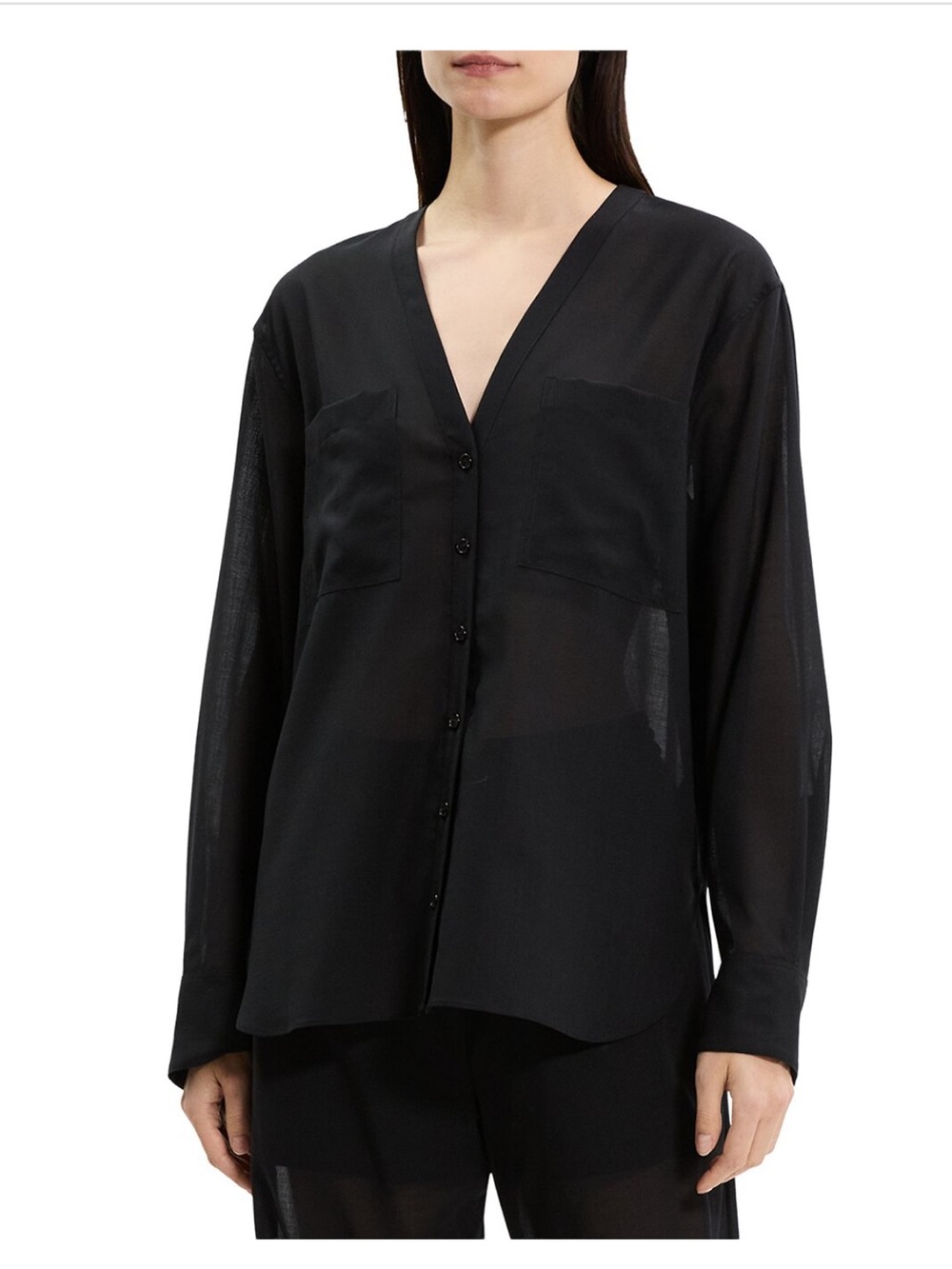 NWOT THEORY SHEER LIGHTWEIGHT WOOL SHIRT SIE P